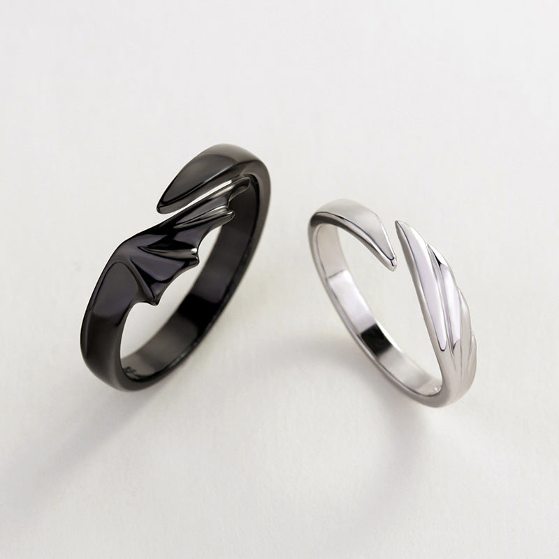 Angel Devil Couple Ring Simple Plain Circle Pair of Rings