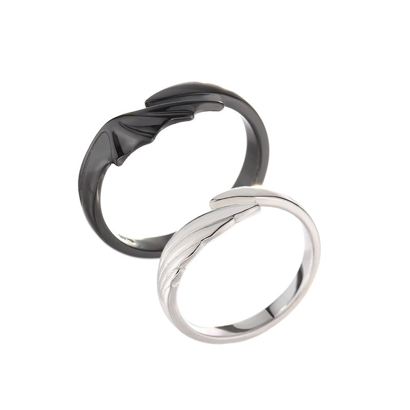 Angel Devil Couple Ring Simple Plain Circle Pair of Rings