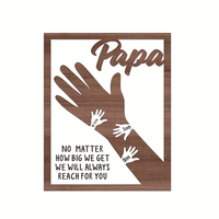 Our Hands United Forever - Personalized Custom Double-Layered Wooden Plaque with Stand - Father's Day Gift for Dad and Grandpa