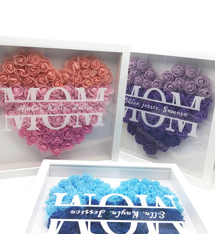 Heartfelt Monogram Flower Shadow Box Gift for Mom