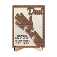 Our Hands United Forever - Personalized Custom Double-Layered Wooden Plaque with Stand - Father's Day Gift for Dad and Grandpa