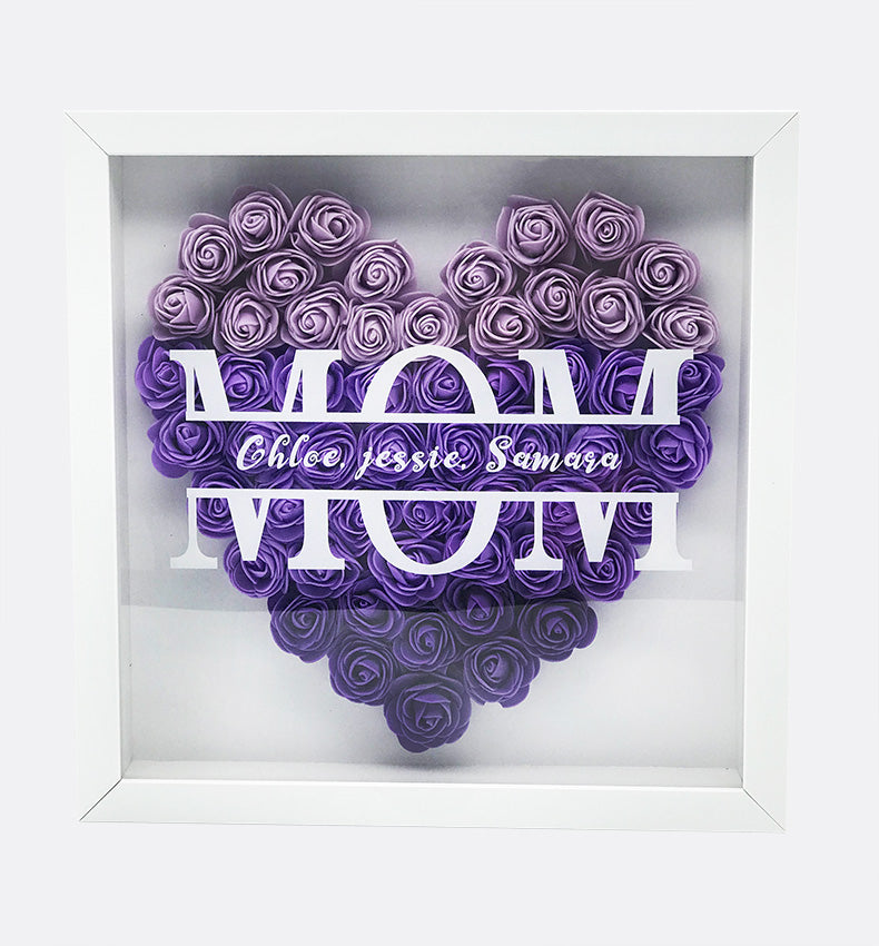 Heartfelt Monogram Flower Shadow Box Gift for Mom