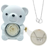 Couple love lettering necklace with bear rose gift box