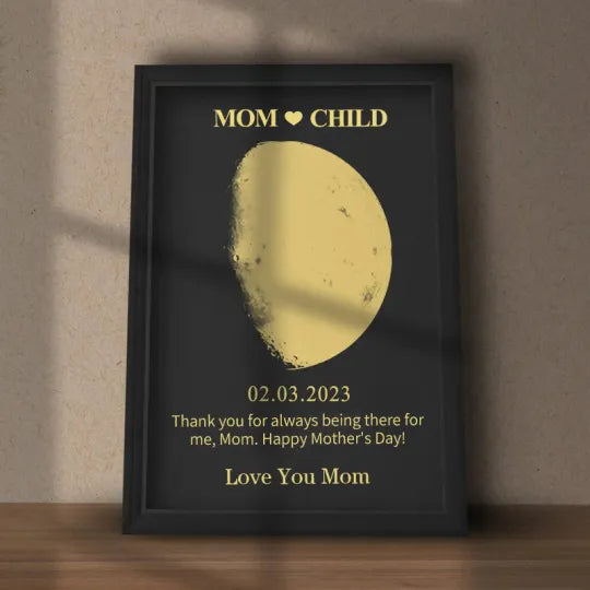 Custom Moon Phase Frame With Text & Date - A Father's Day Commemorative Gift