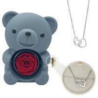 Couple love lettering necklace with bear rose gift box