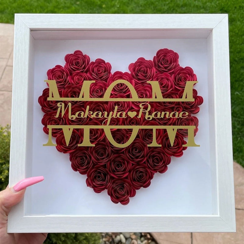 Heartfelt Monogram Flower Shadow Box Gift for Mom