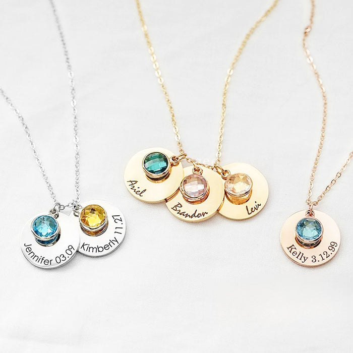 Birthstone circle engraved DIY necklace