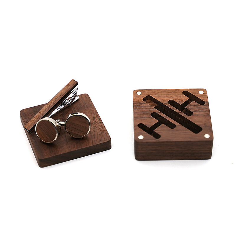 Handmade solid wood box shirt accessories with engraving