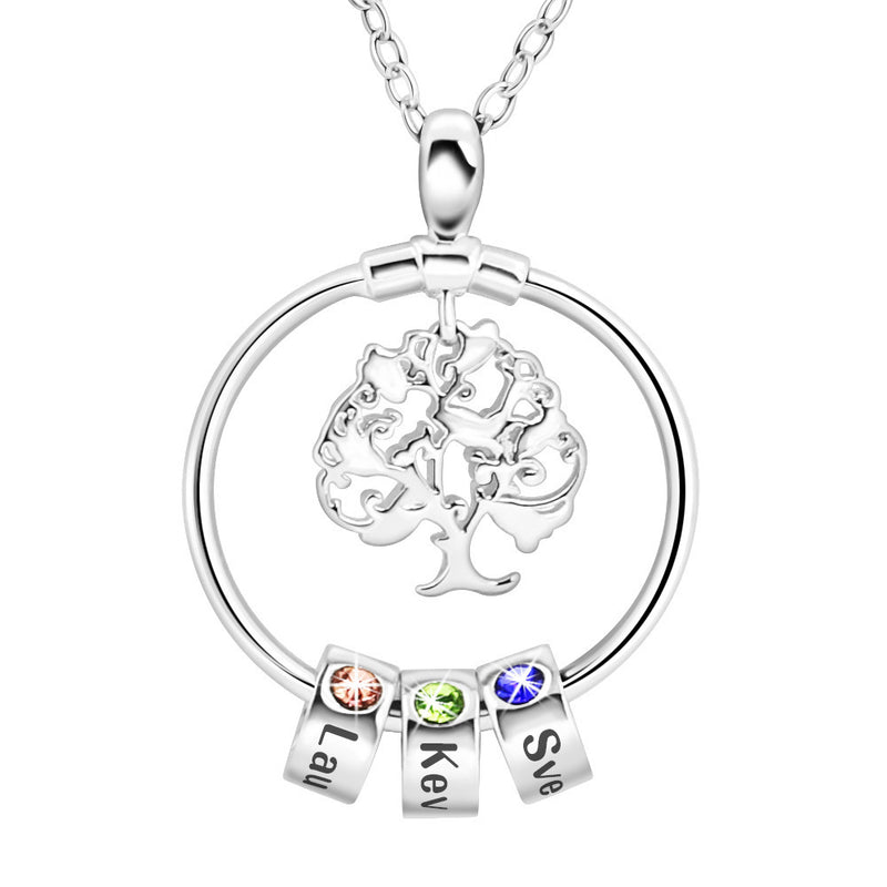 Personalized 12 Birthstone & Engraved Necklace