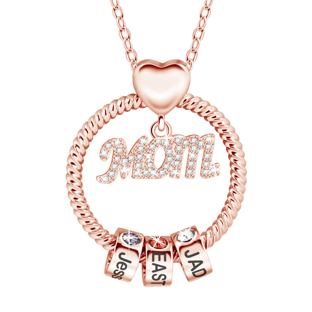 Personalized 12 Birthstone & Engraved Necklace