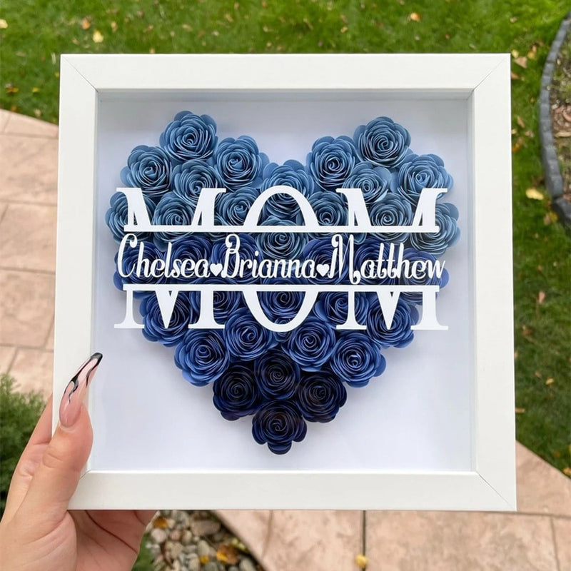 Heartfelt Monogram Flower Shadow Box Gift for Mom