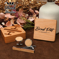 Handmade solid wood box shirt accessories with engraving