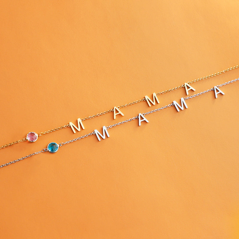 MAMA Letter Mother's Day Gift Birthstone Necklace