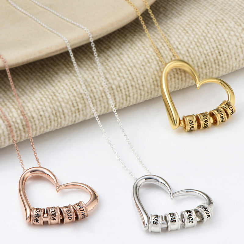 Heart-shaped necklace with love engraved English name