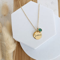 Birthstone circle engraved DIY necklace