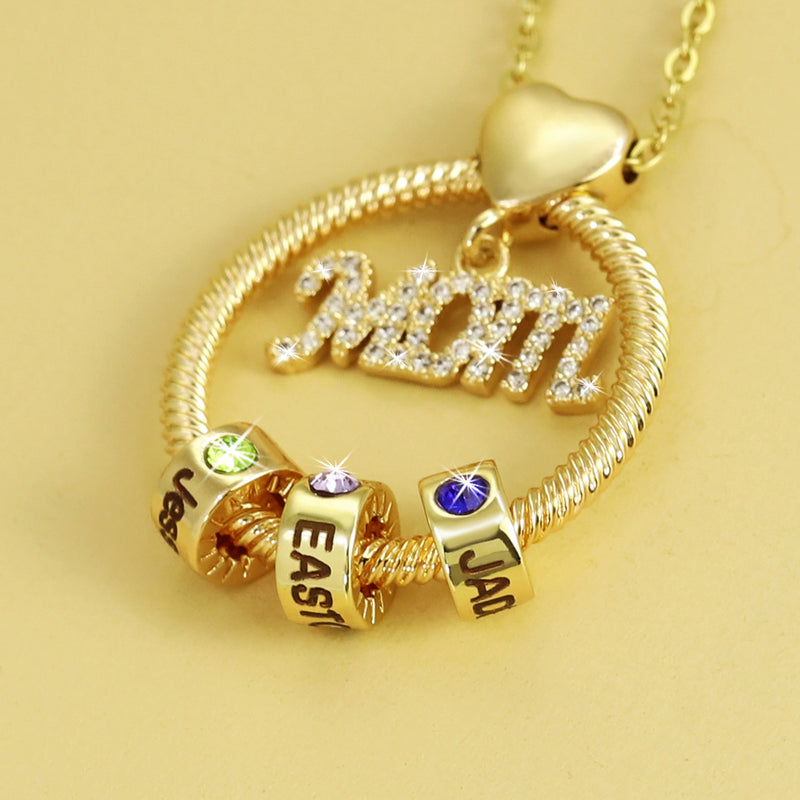 Personalized 12 Birthstone & Engraved Necklace