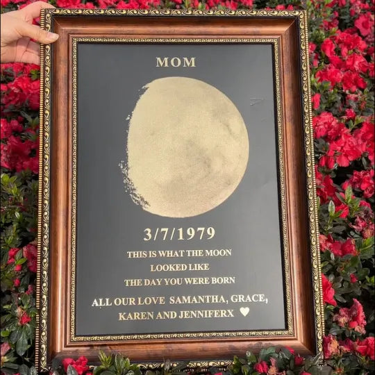 Custom Moon Phase Frame With Text & Date - A Father's Day Commemorative Gift