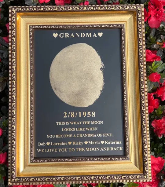 Custom Moon Phase Frame With Text & Date - A Father's Day Commemorative Gift