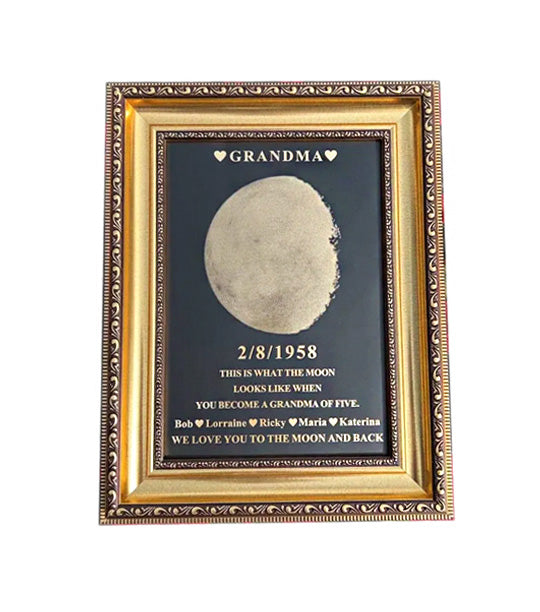 Custom Moon Phase Frame With Text & Date - A Father's Day Commemorative Gift